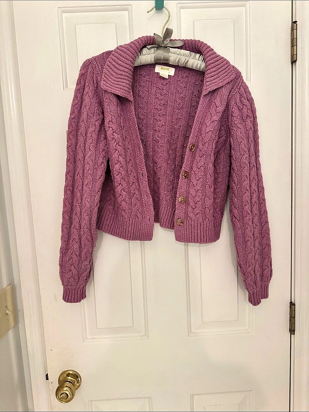 Maeve by Anthropologie Hourglass Cable Cardigan in Lavender Size XS